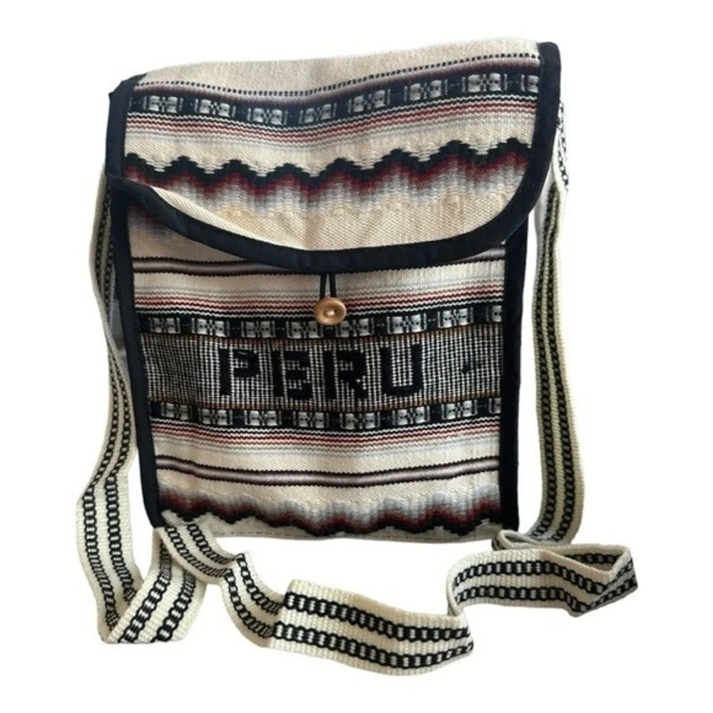 Peru Andean Wool Canvas Crossbody Shoulder Bag Unisex Handmade NWOT